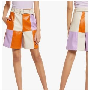 AMY LYNN Wide Leg Faux Leather Shorts